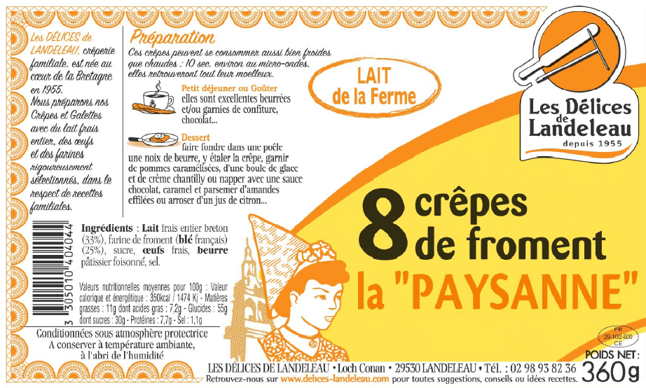 Crepes de froment la paysanne Etiquette
